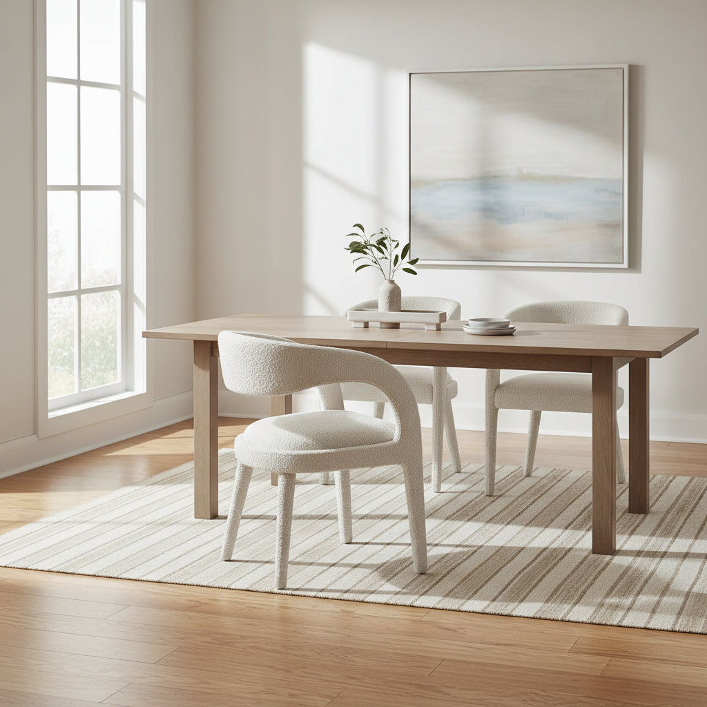 Ensemble de 2 chaises de salle à manger rembourrées en tissu bouclé – Noir/Ivoire/Taupe, chaise de salle à manger moderne