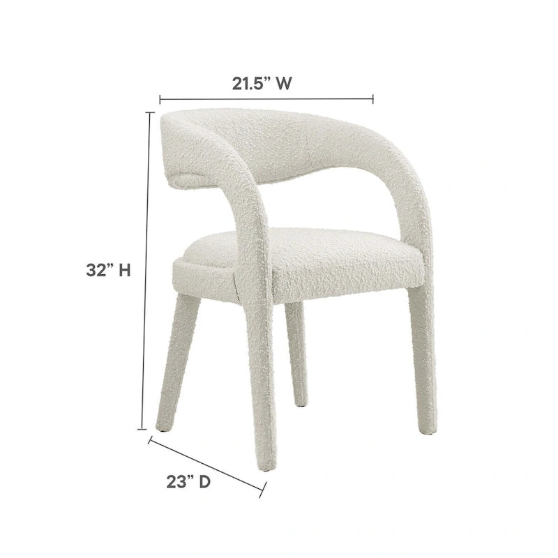 Ensemble de 2 chaises de salle à manger rembourrées en tissu bouclé – Noir/Ivoire/Taupe, chaise de salle à manger moderne