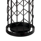 Porte-parapluie rond noir à design horizontal pour l'intérieur et l'extérieur avec bac de récupération d'eau