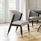 Chaise de salle à manger en bois massif avec tissu haute performance – Gris brumeux, assise tapissée