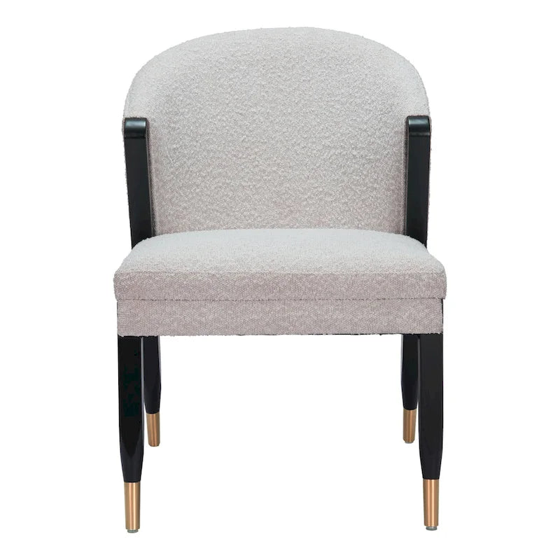 Chaise de salle à manger en bois massif avec tissu haute performance – Gris brumeux, assise tapissée