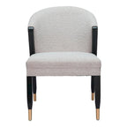 Chaise de salle à manger en bois massif avec tissu haute performance – Gris brumeux, assise tapissée
