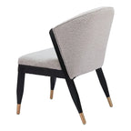 Chaise de salle à manger en bois massif avec tissu haute performance – Gris brumeux, assise tapissée