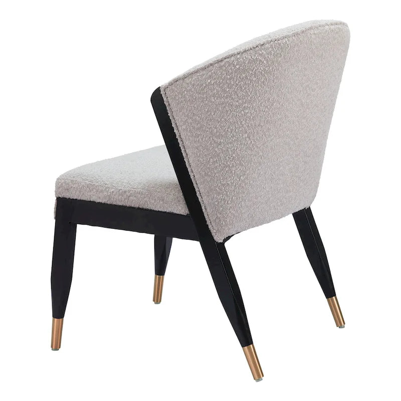 Chaise de salle à manger en bois massif avec tissu haute performance – Gris brumeux, assise tapissée