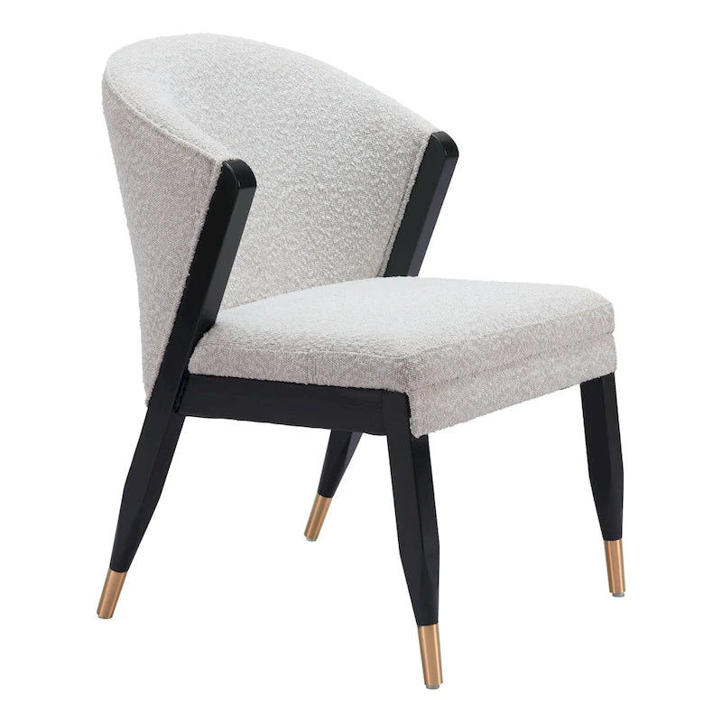 Chaise de salle à manger en bois massif avec tissu haute performance – Gris brumeux, assise tapissée