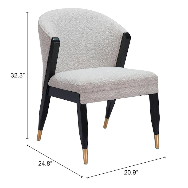 Chaise de salle à manger en bois massif avec tissu haute performance – Gris brumeux, assise tapissée