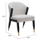 Chaise de salle à manger en bois massif avec tissu haute performance – Gris brumeux, assise tapissée