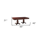 Table de salle à manger à double piédestal en bois massif de 96 po – Brun foncé, 96x46 po, 8-10 places