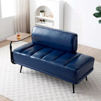 Banc de bout de lit de 56,3 pouces, rembourré en similicuir – Bleu/Vert/Gris, Large banc de chambre