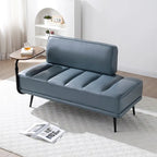 Banc de bout de lit de 56,3 pouces, rembourré en similicuir – Bleu/Vert/Gris, Large banc de chambre