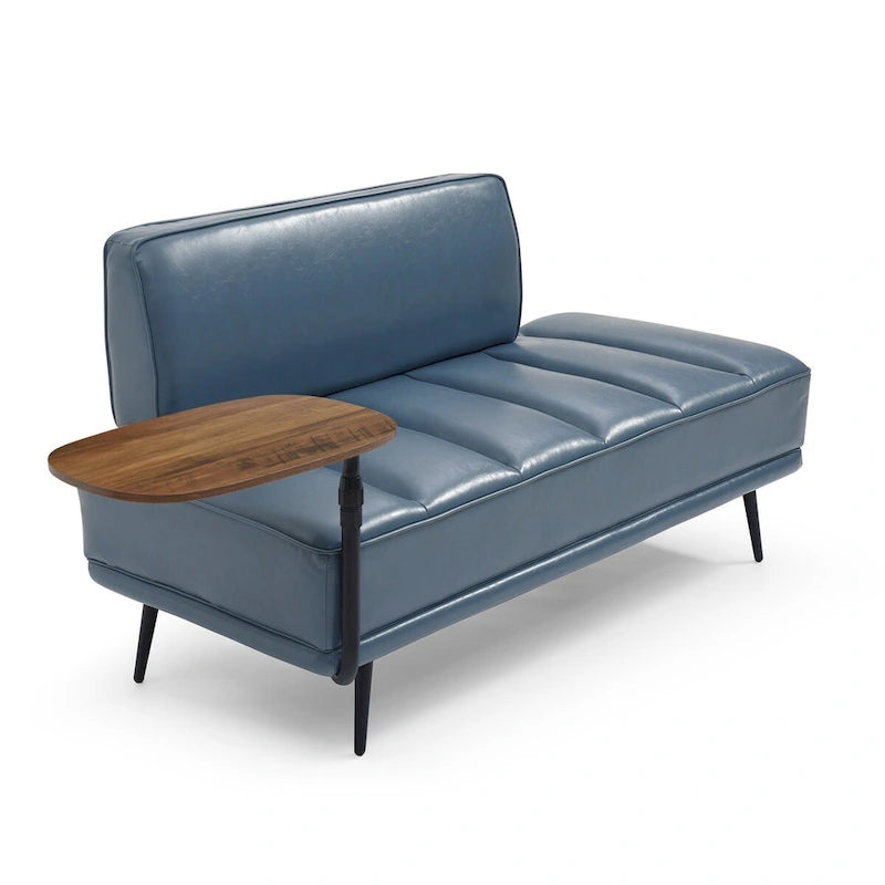 Banc de bout de lit de 56,3 pouces, rembourré en similicuir – Bleu/Vert/Gris, Large banc de chambre