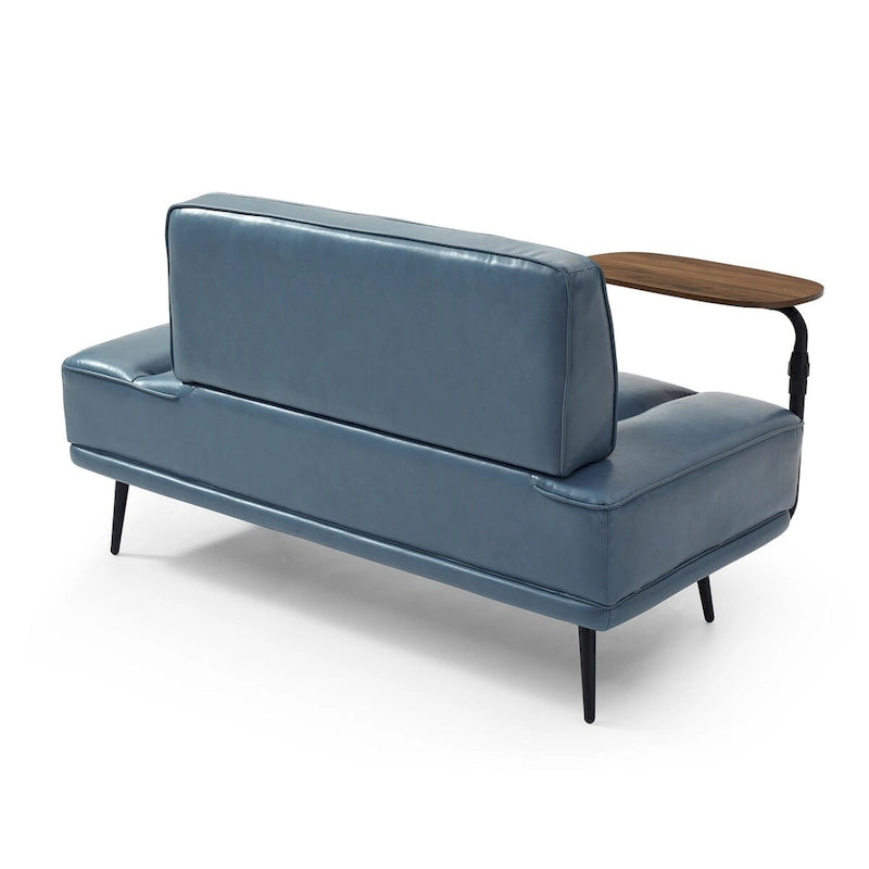 Banc de bout de lit de 56,3 pouces, rembourré en similicuir – Bleu/Vert/Gris, Large banc de chambre