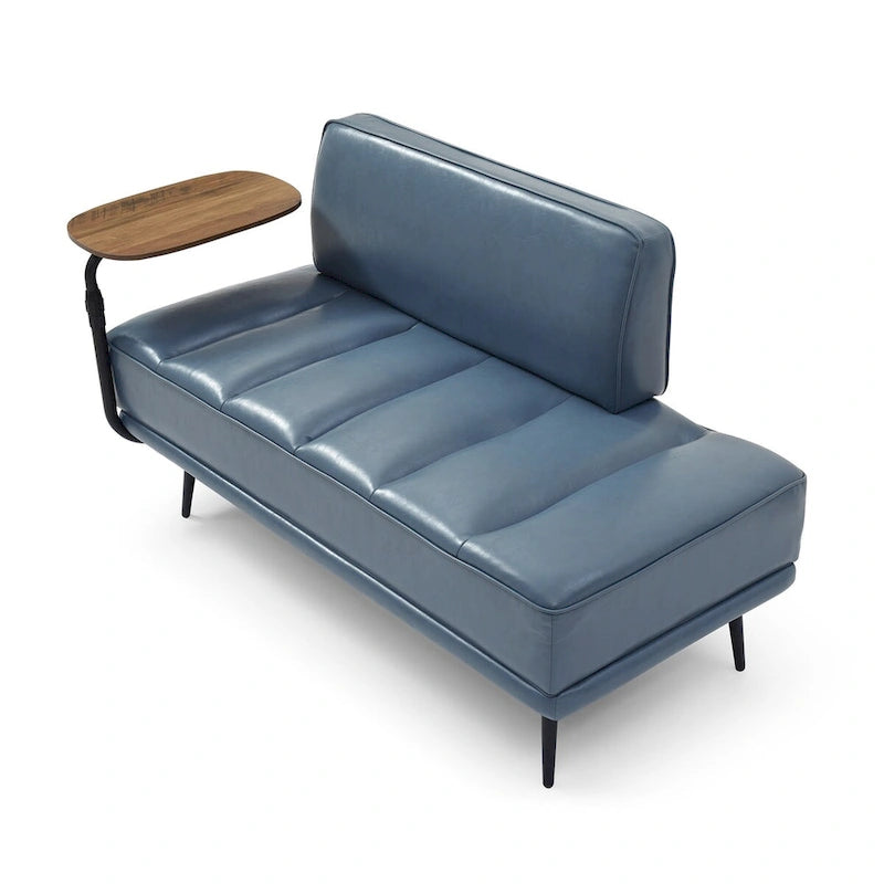 Banc de bout de lit de 56,3 pouces, rembourré en similicuir – Bleu/Vert/Gris, Large banc de chambre
