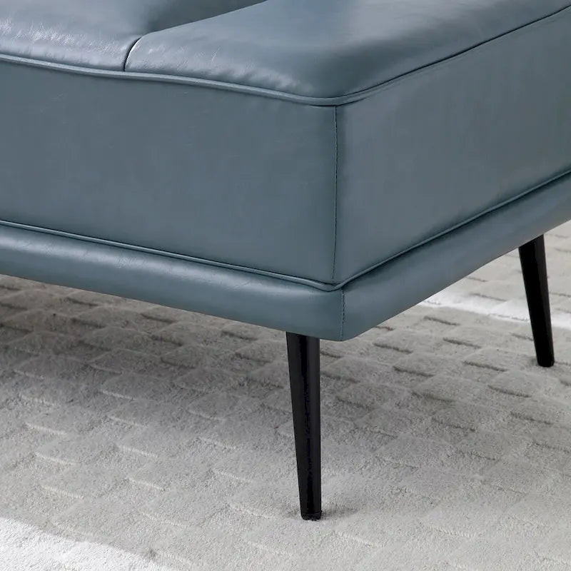 Banc de bout de lit de 56,3 pouces, rembourré en similicuir – Bleu/Vert/Gris, Large banc de chambre