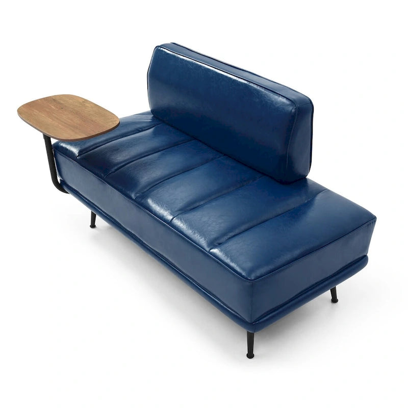 Banc de bout de lit de 56,3 pouces, rembourré en similicuir – Bleu/Vert/Gris, Large banc de chambre