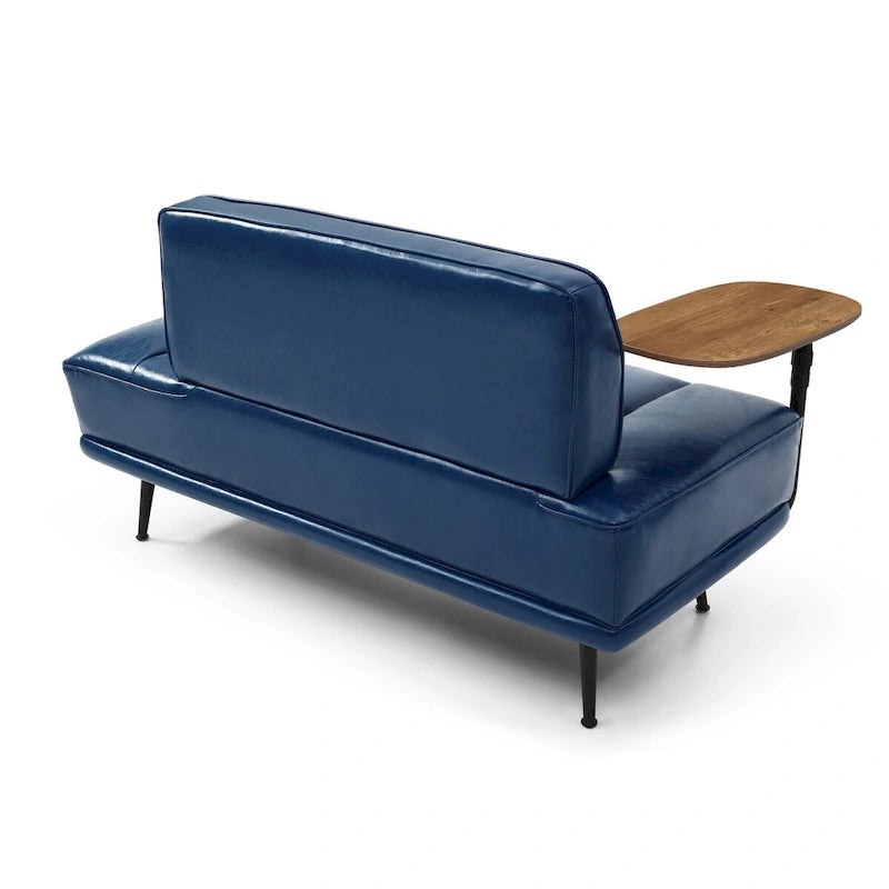 Banc de bout de lit de 56,3 pouces, rembourré en similicuir – Bleu/Vert/Gris, Large banc de chambre