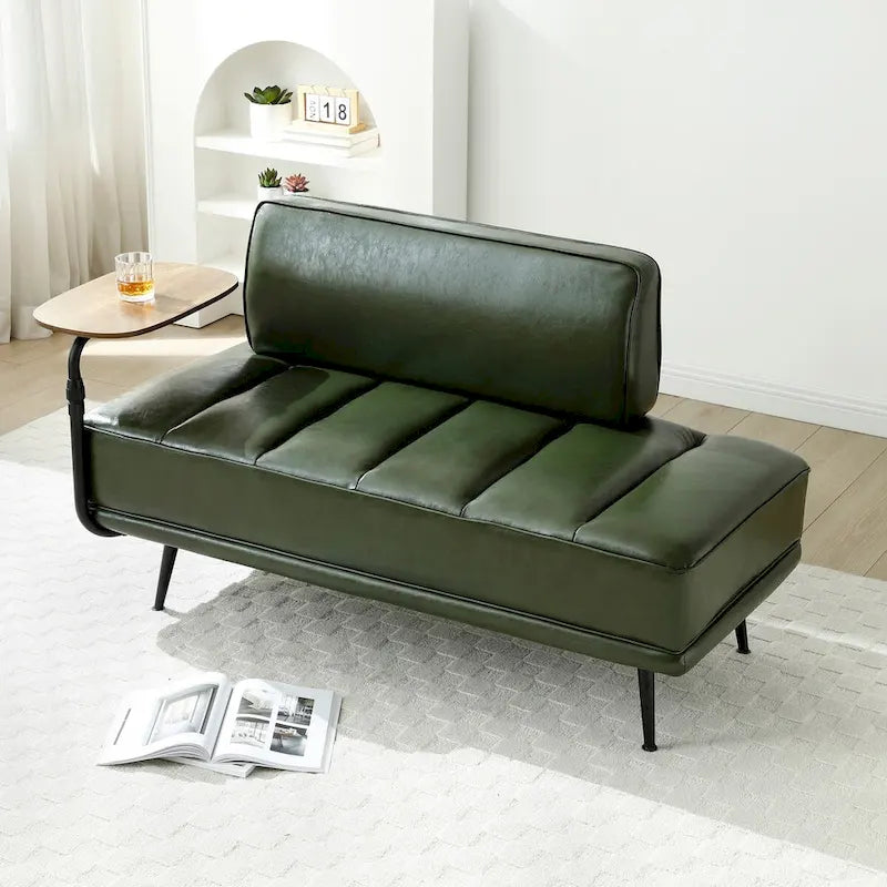 Banc de bout de lit de 56,3 pouces, rembourré en similicuir – Bleu/Vert/Gris, Large banc de chambre