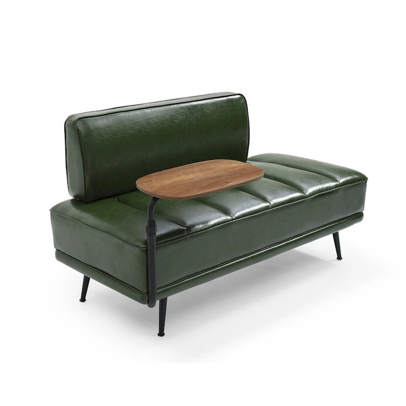 Banc de bout de lit de 56,3 pouces, rembourré en similicuir – Bleu/Vert/Gris, Large banc de chambre
