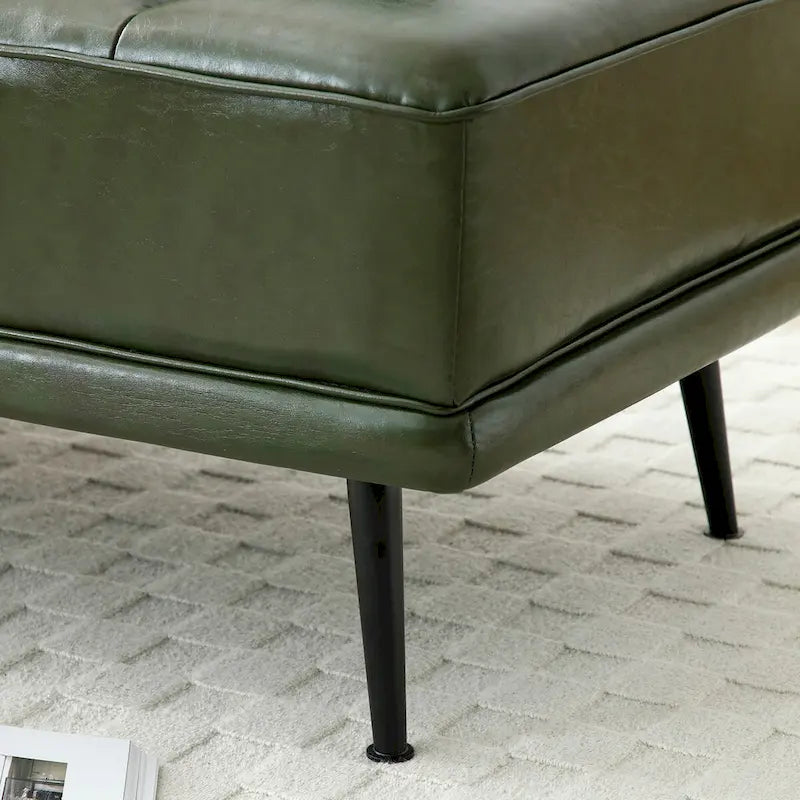 Banc de bout de lit de 56,3 pouces, rembourré en similicuir – Bleu/Vert/Gris, Large banc de chambre