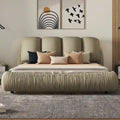 Lit rembourré Queen Size avec tête de lit capitonnée épaisse – Gris Pierre/Beige/Gris/Blanc