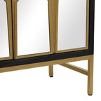 Meuble bas en bois avec façade miroir - Doré ou Noir - Roche River Decor